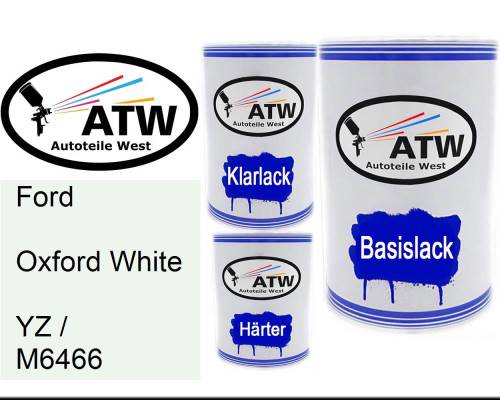 Ford, Oxford White, YZ / M6466: 500ml Lackdose + 500ml Klarlack + 250ml Härter - Set, von ATW Autoteile West.